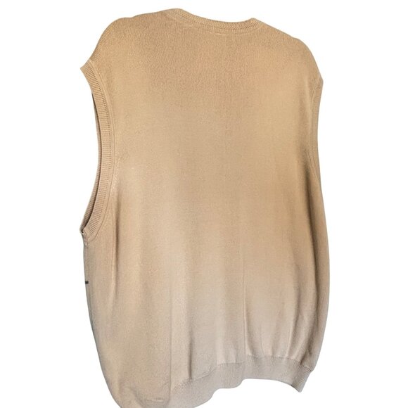 T. Harris London Beige Plaid V-Neck Sweater Vest XL100% Cotton Preppy Academia - Picture 4 of 10